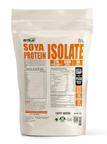Image of NutriJa Soya Protein Isolate 90% with Added Digestive Enzymes for Optimal Absorption | Vegan Plant Based Protein Powder | Non-GMO 28 serving (2 LBS, Caffe mocha)