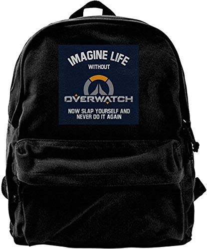 Homebe Mochila antirrobo Impermeable Canvas Backpack Imagine Life Without Ov erwatch