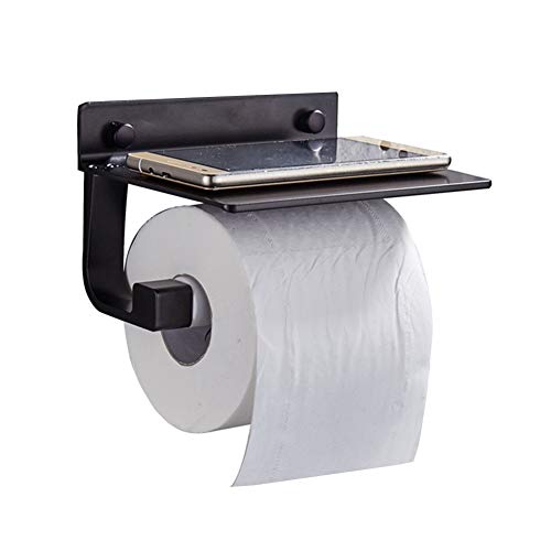 zhppac portarollo Papel higienico toallero y portarrollos baño Soporte de Rollo de Cocina, Soporte de Aluminio Toallero de Papel para Cocina Black Cover