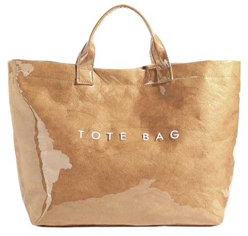 Image of Caistre Women's PVC Tote Handbags Shoulder Bag Winter Fall Fashion Kraft Paper Tote Bag Y2K Large Shopping Bag