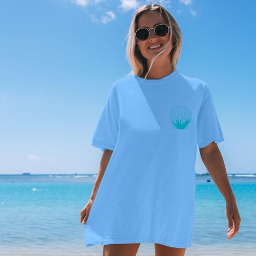Image of Hawaiian T Shirts for Women Oversized Aesthetic Hibiscus Flower Beach Shirt Teens Preppy Tropical Graphic Tee Tops