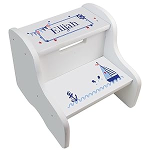 Personalized Sailboat White Step Stool