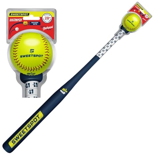 SweetSpot Plastic Softball 30' Bat and 11' Softball Combo Set | Backyard Softball Set for Youth, Kids, Teens, and Adults