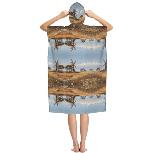 Poncho microfibre moulin à vent pour le surf et la natation
