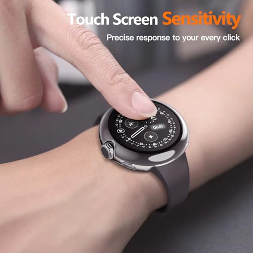 Image of Misxi 2-Pack Case with Screen Protector Compatible for Google Pixel Watch 4 41mm, Direct Charging Shockproof Cover with Tempered Glass for Pixel Watch 4, Transparent