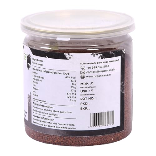 Image of Organicana Halim Seeds 500gm (Pack of 2) 250gm each Garden Cress | Asaliya Seeds | Halim Seeds For Eating | Asalia | Non GMO High in Fibre & Omega 3 | Immunity Booster Superfood Aliv Seeds - Jar Pack