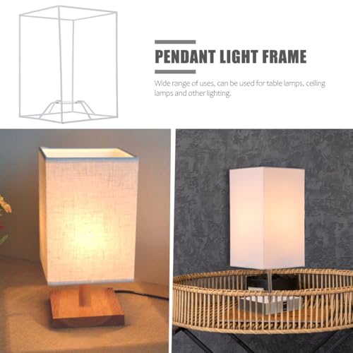 Image of Beavorty Diy Lampshade Frame Wire Cage 7.87X5.51X5.51 Inch Lamp Shade Frame for Table Lamp Ceiling Light Fixture Replacement and Craft Projects