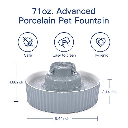 Image of Pet Drinking Fountain: Cepheus 2.1L /71oz Cat Fountain-Automatic Water Fountain for Cats and Dogs with with Ultra-Quiet Pump(Grey)
