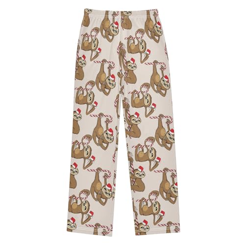 ZZXXB Sloth Candy Cane Boys Long Pants Soft Trousers Elastic Waist Kids Lounge Bottoms with Pockets S-XL