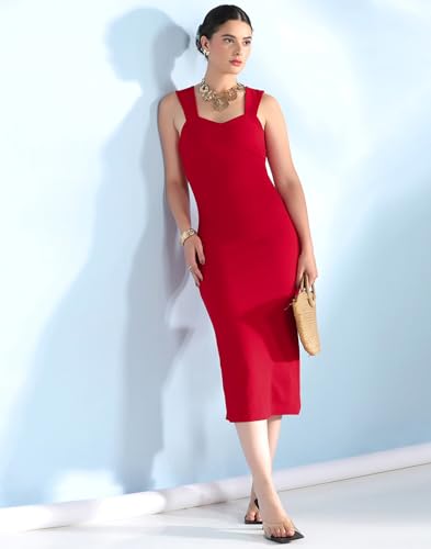Image of Selvia Women's Calf Length Western Dress Stylish, Lycra Bodycon Dress for Woman Stylish