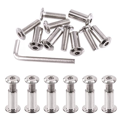 Swpeet S1860 25Pcs M6X20Mm Nickel Plated Sliver Binding Screws Hex Drive Socket Cap Bolts Barrel Nuts Assortment Kit cover