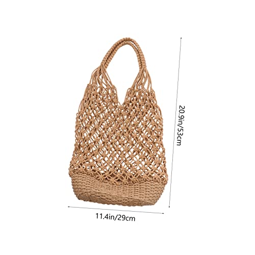 Vintage Hollowed out Straw Handbag for Women Stylish Woven Bucket Bag for Work School Shopping and to2