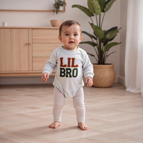 Newborn Baby Boy Fall Outfit Romper Lil Bro Embroidery Long Sleeve Onesie Jumpsuit Bodysuit Infant Winter Clothes2