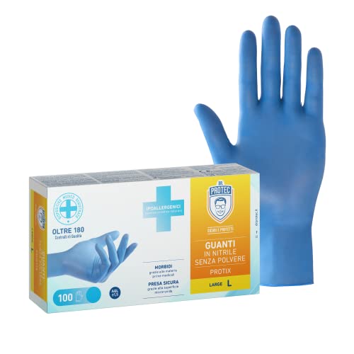 Bericah Dr. Protec,Protix, Gants en nitrile, sans poussière, taille L, 100 pièces