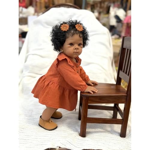 Muñeca reborn negra realista Anano con cuerpo de vinilo miniatura 1