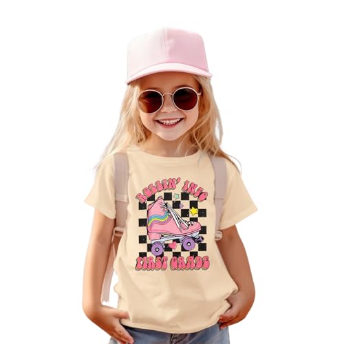 Image of First Day of School Outfit for Girl Rollin Into First Second Third Grade Shirt 1st 2nd 3rd Back to School T-Shirt Top