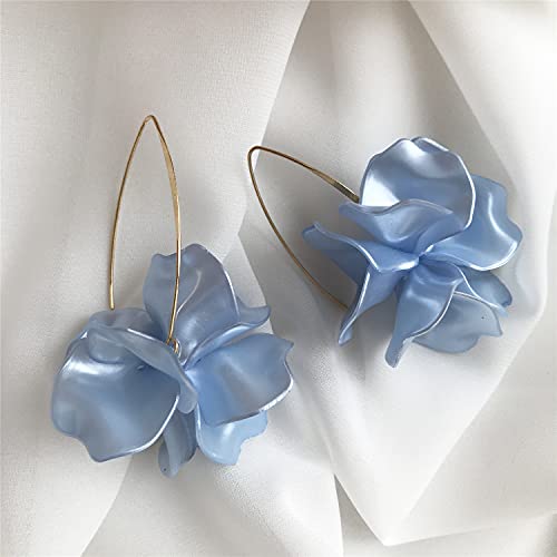 D.Rosse Boho Rose Petal Dangle Resin Earrings - Long Drop Acrylic Tiered Flower Earrings - Statement Exaggerated Floral Tassel Earrings for Women and Girls3