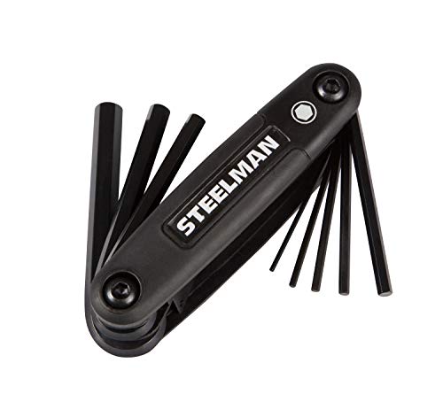 Image of Steelman 3-Piece Set Folding Hex Key Wrench Tools, SAE, Metric, and Torx Allen Wrench Sets, Chamfered Ends, Rubberized Grip