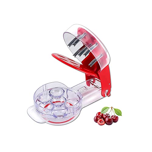 JIEQIJIAJU Cherry Pitter Tool, 6 Grooves Olive and Cherry Pitter Remover Cherry Seed Stoner Pitter with Container Easy Fruit Corer for Cherry, Jujube and Red Date