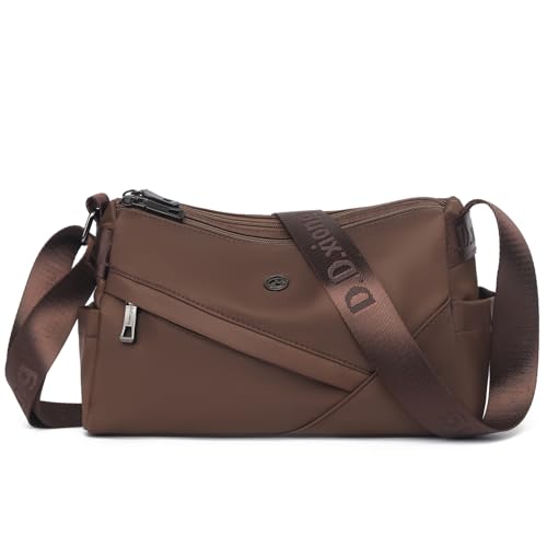 Image of Eslcorri Lightweight Nylon Crossbody Bag for Women, 3 Pocket Casual Shoulder Purse with Adjustable Strap for Travel Daily Use | Well-organized