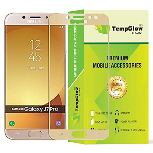 Image of Screen Protector for Samsung Galaxy J7 Pro (Gold) Tempered Glass Edge-to-Edge 6D Screen Guard With Installation Kit