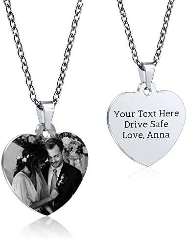 Personalised Heart Pendant for Women Engraved Name/Text/Date Neck...