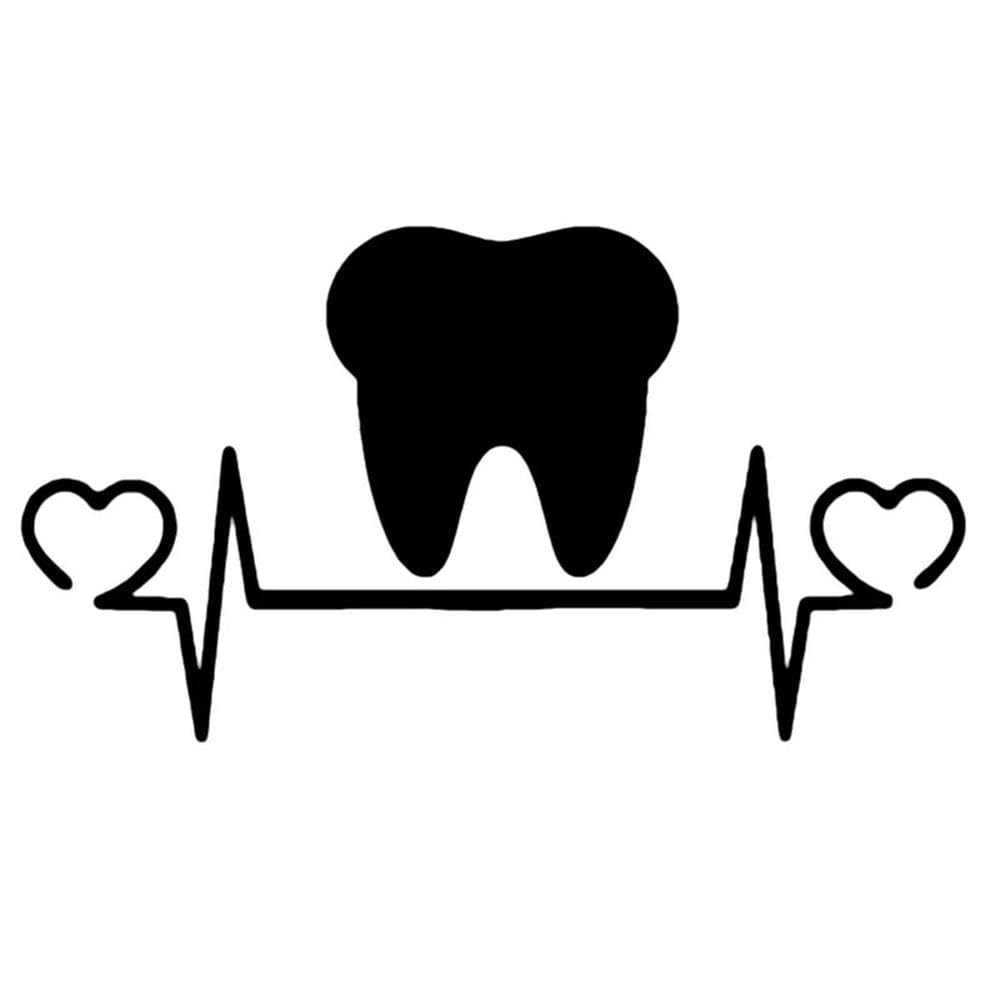 Car Stickers Vinyl Decal Tooth Teeth Lifeline Heartbeat Motorcycle Decorative(Black)