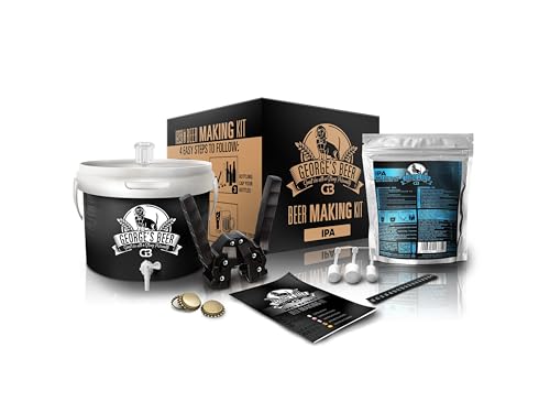 George’s Beer Fermentation Equipment Kit – IPA – Makes 5 Liters (1.32 Gallons) – Liquid Malt and Hops Extract Included – 4 Easy Steps to Homemade Craft Beer – Sold by North Mountain Supply