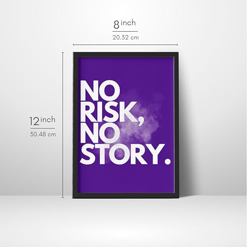 Image of Wall Framed Posters | 8x12 inch size | Motivational Quotes Posters |Inspirational inchNo Risk No Story inch Motivational Photo Frame - Desk & Wall Decor, Office & Home Inspirational Quote Frame