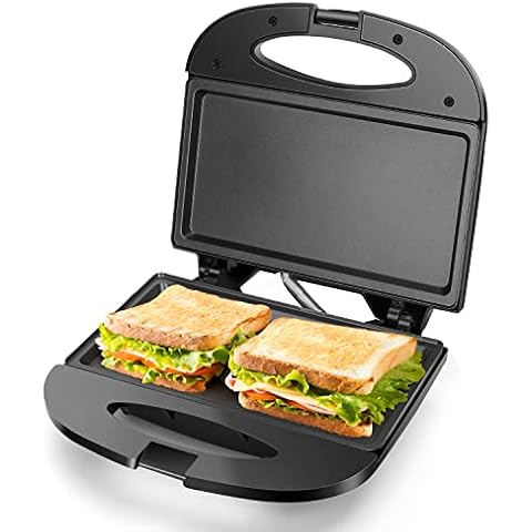 Aigostar Sandwich Maker with Non-stick Deep Grid Surface for Egg, Ham, Steaks Compact Electric Grill Tostadora de Pan Black, ETL Certificated, Roy Cover