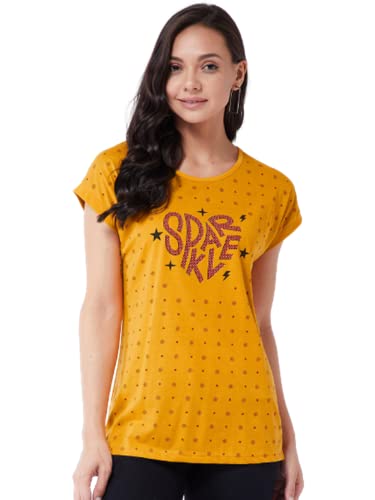 Image of Modeve Women Printed Cotton Blend Half Sleeve Round Neck T-Shirt for Summer