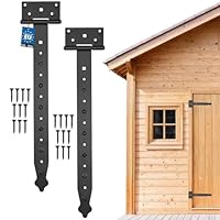 KOTARBAU® 2 Stück Kreuzgehänge Schwarz 400 mm Ladenband Scharnier Schwarz Band Türscharnier Aussen Tor Scharniere Torbänder Torscharnier Baubeschlag Gartentorband Pulverbeschichtet