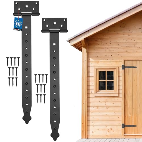 KOTARBAU® 2 Stück Kreuzgehänge Schwarz 400 mm Ladenband Scharnier...
