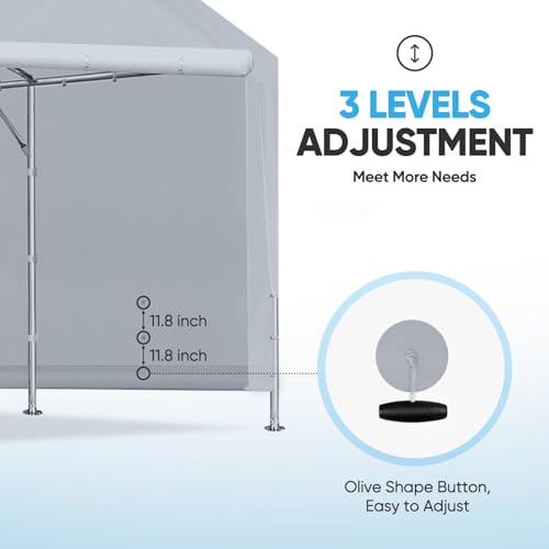 Image of ADVANCE OUTDOOR 12x20 ft Carport Replacement Door with Zippers Tarp, Heavy-Duty Waterproof & UV Protected, Easy Installation with Ball Bungees, Gray, One Door Only