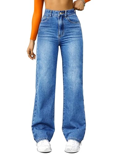 FUNUCA Straight Leg Jeans for Women Blue