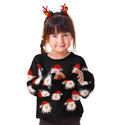 Girl Christmas Funny Santa Sweater Cute Xmas Holiday Part𝐲 Knitted Pullover Top New Years Sweater for Toddler4