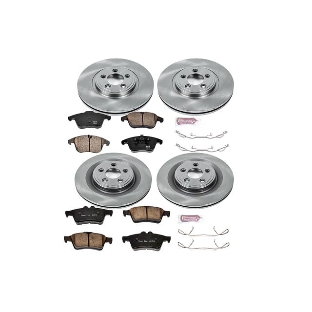 Image of PowerStop Front and Rear Brake Kit for Jaguar S-Type 2006-08 |Vanden Plas 2006-09 |XF 2009-10 |XJ8 2006-09 |XK 2007-09 - Z17 Ceramic Brake Pads & Disc Rotors Replacement, KOE5637