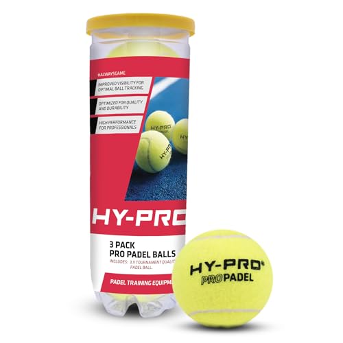 Hy-Pro Padel Balls - Pack of 3, High Visibility, Durable Padel Ball, Ideal for Training and Tournaments, Yellow