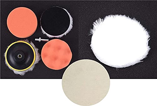 Image of DIY Crafts 1 Kit, 5 Pcs Kit, 3 inch inch Car Cleaning Felt & Wool Pad Foam Polishing Waxing Pad Kits Buffing Polishing Wheel Sponge Wool Buffing Pad (1 Kit, 5 Pcs Kit)