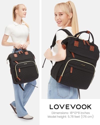 Image of LOVEVOOK Laptop Backpack for Women, 15.6 inch Waterproof Nurse Bag Teacher Work Backpack Purse for Women, Travel Computer Backpack for College Office Business Ladies
