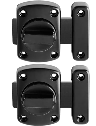 Litensh 2PCS Pestillo giratorio para puerta de inodoro de baño, cerradura de puerta de acero inoxidable, cerrojo puerta, Cerrojo de Perno, pestillo deslizante de seguridad cepillado, negro 55mm