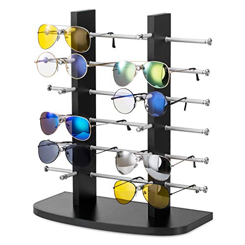 Polmart Sunglass/Eyewears Display Stand, Black, Double Towers, 12-Pair Capacity