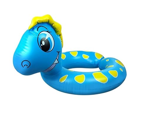 Inflatable Blue and Yellow Dragon Child Swimming Pool Split Ring Inner Tube Float, 24-Inch