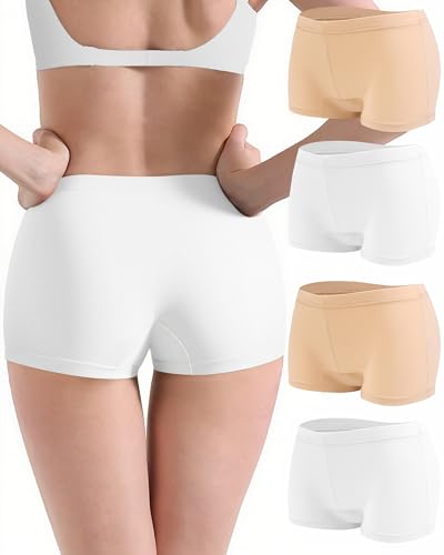Image of Women's Boyshorts Underwear Cotton, Full Coverage Panties, Womens Boyshort Boxer Briefs Breathable for Women 4 Pack