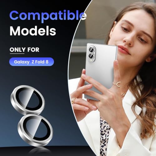 Image of CLITZ Compatible with Samsung Galaxy Z Fold 8 Camera Lens Protector 9H Hardness Tempered Glass, Ultra HD Clear, Scratchproof, Anti-Shatter, Bubble-Free, Case Friendly Camera Lens Guard White