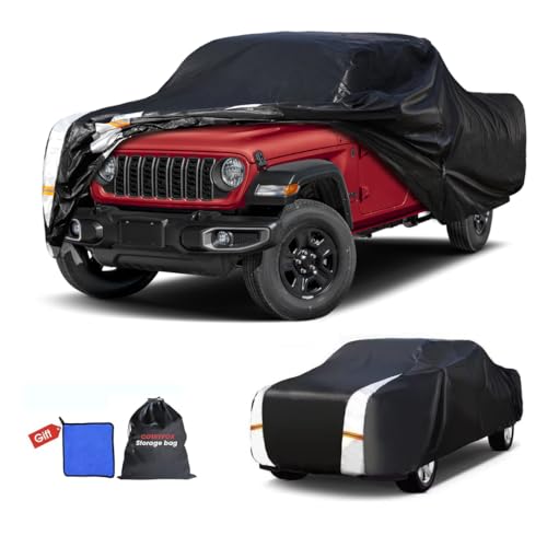 Image of Jeep Gladiator Truck Cover Custom Fit 1999-2026 Crew Cab Short Bed(5') with Door Zipper, 10 Layers Outdoor Heavy Pickup Truck Cover Waterproof All Weather, Wind Dust Sun Protector.