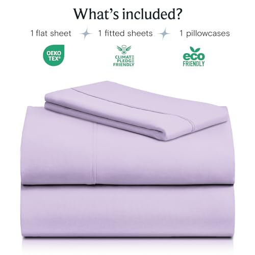 Image of LuxClub 3 PC Sheet Sheets Deep Pockets 18 inch Eco Friendly Wrinkle Free-Kids-Fitted Sheets Machine Washable Hotel Bedding Silky Soft - Lavender Twin