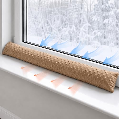 Totsy Baby Zugluftstopper für Türen und Fenster Stopper Türdichtung 150 cm Seitenschläferkissen Umrandung oder Tür Luftzugstopper Schalldämmung Windstopper Türluftstopper Minky Oeko-Tex Beige