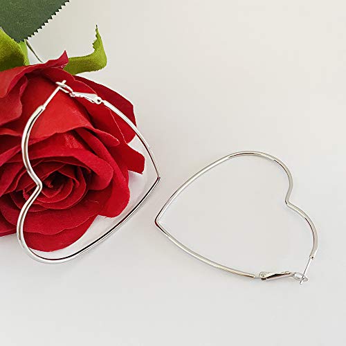 Hoop Earrings, Fashion Jewelry Statement Large Geometric Heart Hoop Earrings for Women Gift3
