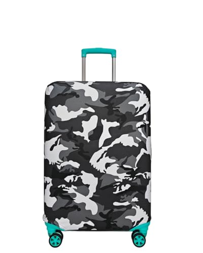Image of Printed Polyester Suitcase Cover Stretchable Luggage Protector Trolley Bag Cover Travel Accessory (White Black-S)